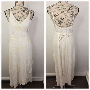 Chelsea & Violet Midi Wrap Dress SZ Large Lined Crochet Floral Cottagecore Boho